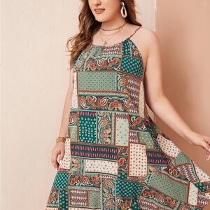 Women’s Patchwork Sleeveless Maxi Dress - Size XL